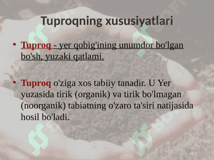 Tuproq tarkibi va xossalari. 3