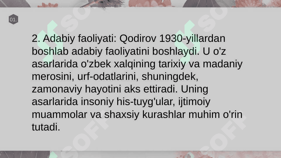 Primqul Qodirov mahoratli romannavis. 4