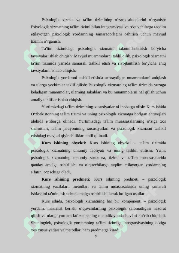 Psixologik xizmat va vazifalari 5