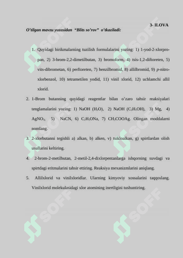 Spirtlar ochiq dars 5