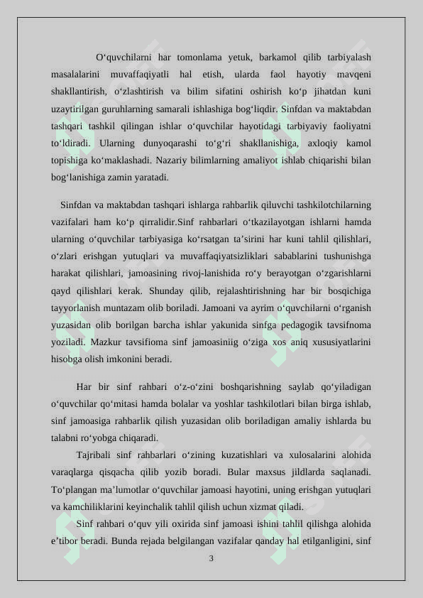 SINF RAHBARI ISHINI REJALASHTIRISH METODIKASI 3