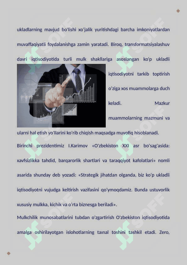 O'zbekistonda ko'p ukladli iqtisodiyot va mulkdorlar sinfining shakllanishi 2