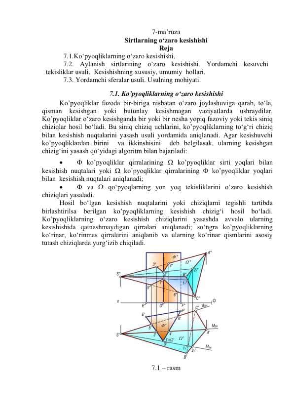 Sirtlarning о‘zaro kesishishi