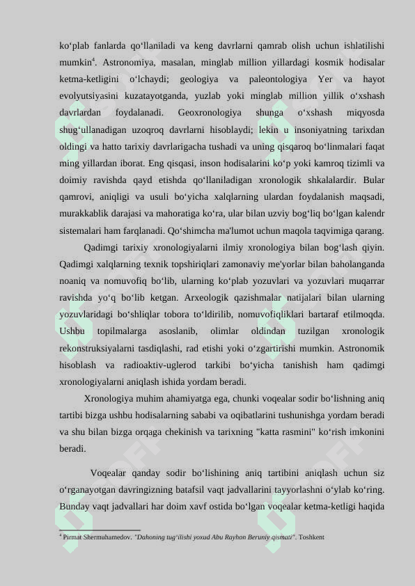 Xronografik tadqiqotlar tarixidan 6
