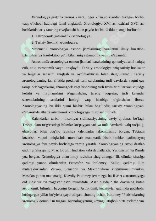 Xronografik tadqiqotlar tarixidan 8