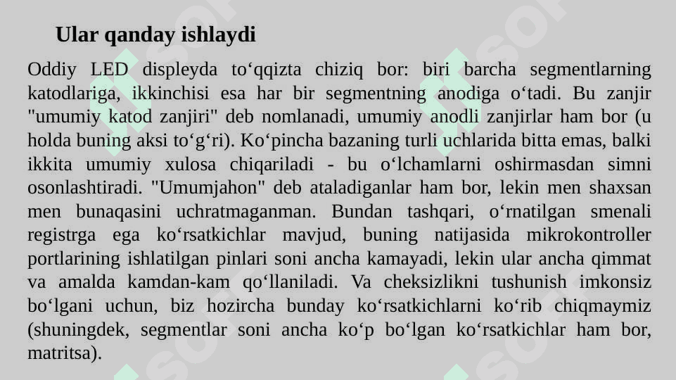 1 va 4 razryadli, 7ta segmentli indikatorlar 8