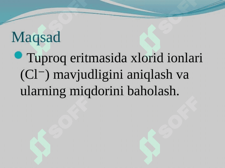 Tuproq eritmasida xloridlar borligini aniqlash 2