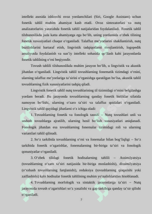 Fonetik tahlil ustida ishlash 7