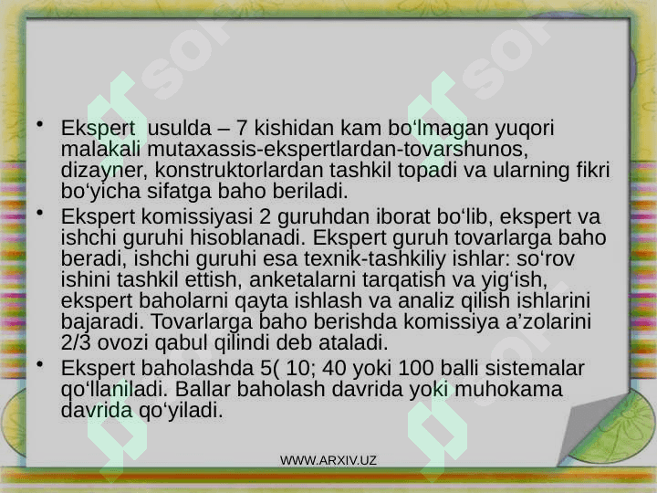 mahsulot sifati va uni boshqarish usullari 5