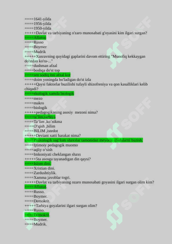 Ijtimoiy pedagogika fanidan 200 talik test (to’g’ri javoblari bilan berilgan) 5