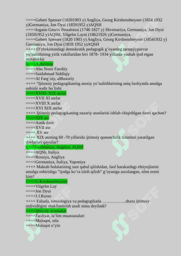 Ijtimoiy pedagogika fanidan 200 talik test (to’g’ri javoblari bilan berilgan) 8