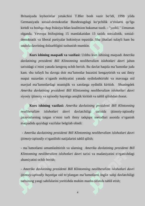 Amerika davlatining prezidenti Bill Klintonning neoliberalizm islohotlari 4