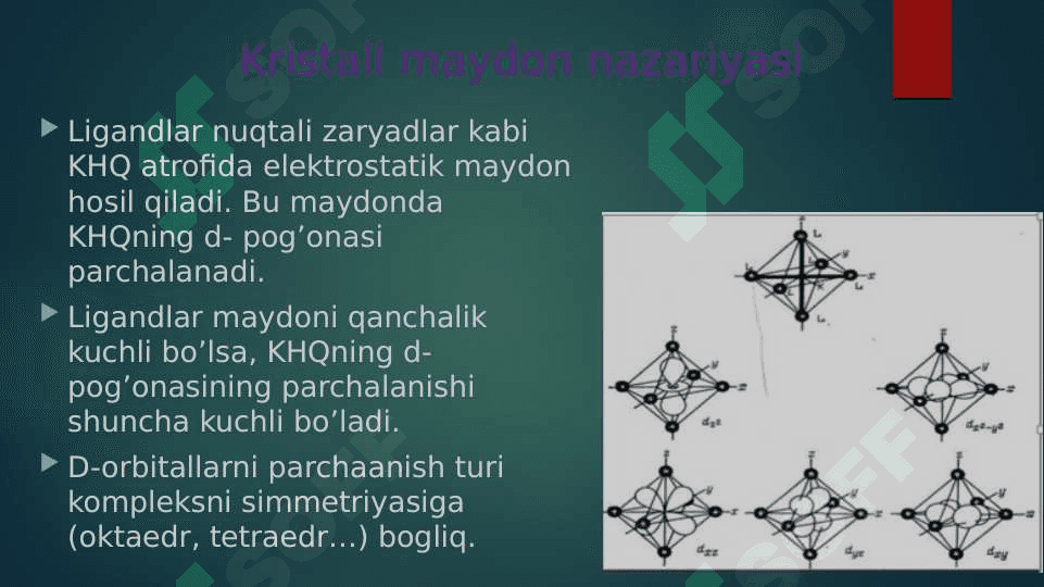 Kompleks birikmalarda kimyoviy bog’lanish pptx 6