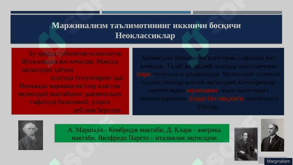 Маржинализм ва унинг йўналишлари 7