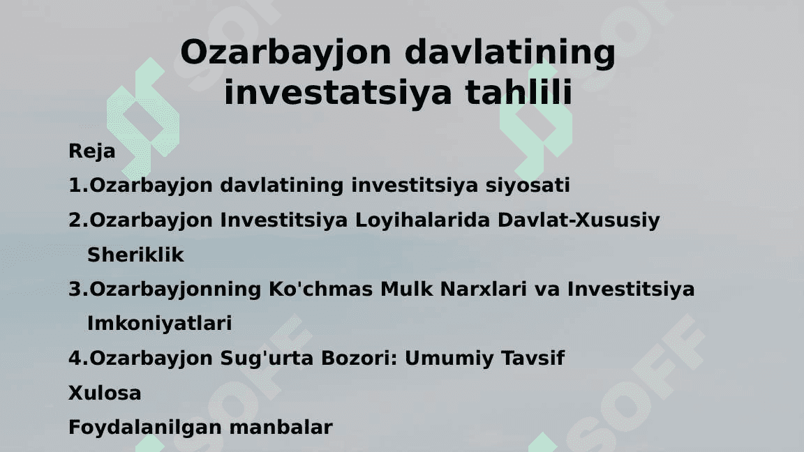 Ozarbayjon davlatining investatsiya tahlili 2