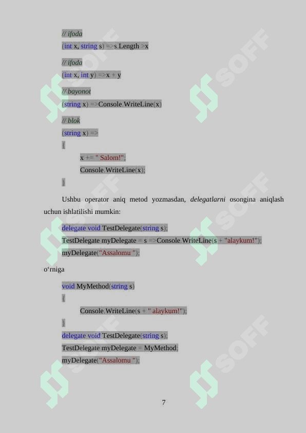 C# dasturlash tilida dasturlashda lambda-ifodadan foydalanish 7