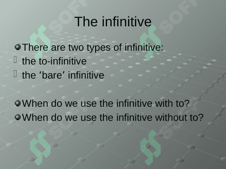 Non-finite forms of the verb 8