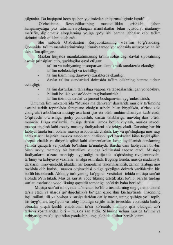 MUSIQA MADANIYATI” FANINI TASHKIL ETISHDA  INNAVATSION PEDAGOGIK TEXNOLOGIYALARDAN  FOYDALANISH  (METODIK TAVSIYA) 4