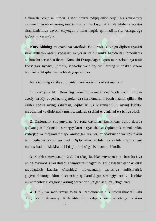 XVIII-asrning  birinchi yarmida Yevropada xalqaro munosabatlar 6