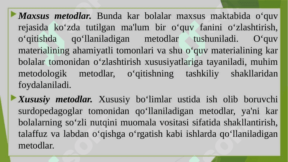 Kar bolalar maktabida o‘qitish metodlari. 4