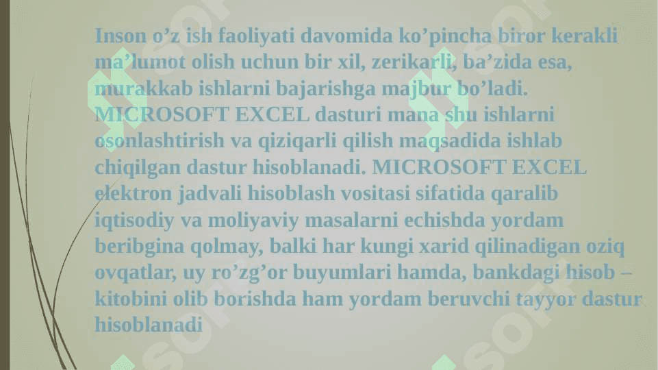 Excel dasturida jadval hosil qilish va uning ustida amallar bajarish 5