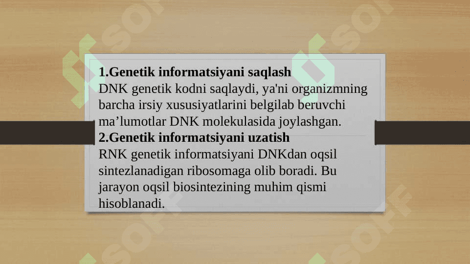 Nuklein kislatalarining oqsil biosintezida roli 4