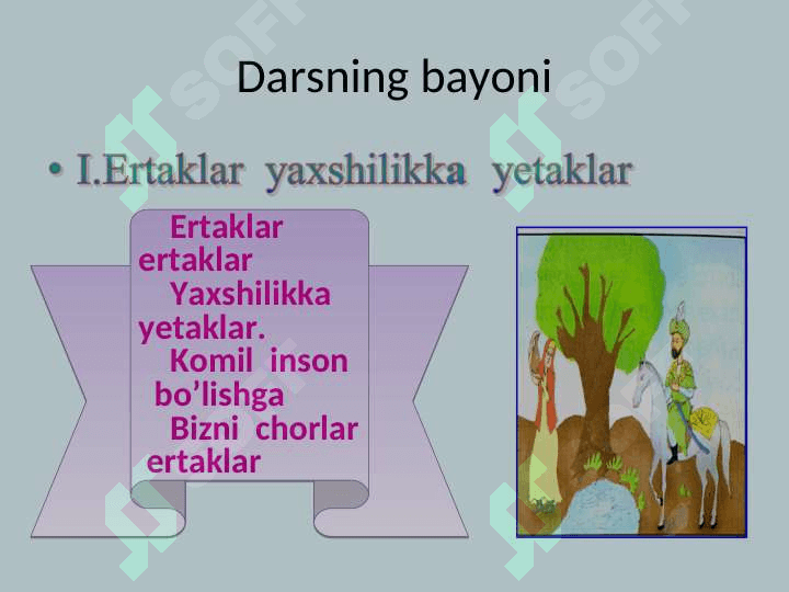 1-  sinfda  o’qish  fanidan o’tgan  bir  soatlik  ochiq  DARS  ISHLANMASI  Dars  usuli: “Ertak  darsi” 8