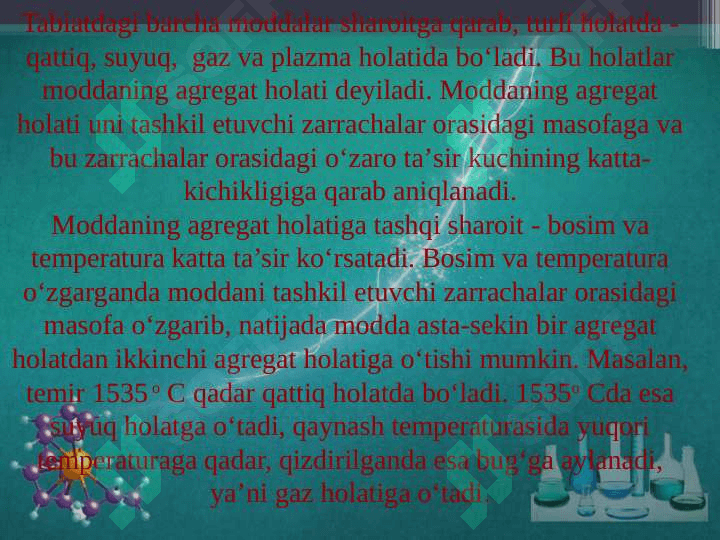 Moddalarning AGREGAT holatlari 3