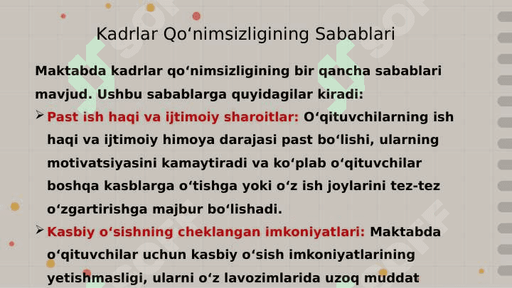 Maktabda Kadrlar Qo‘nimsizligini Bartaraf Etish 3