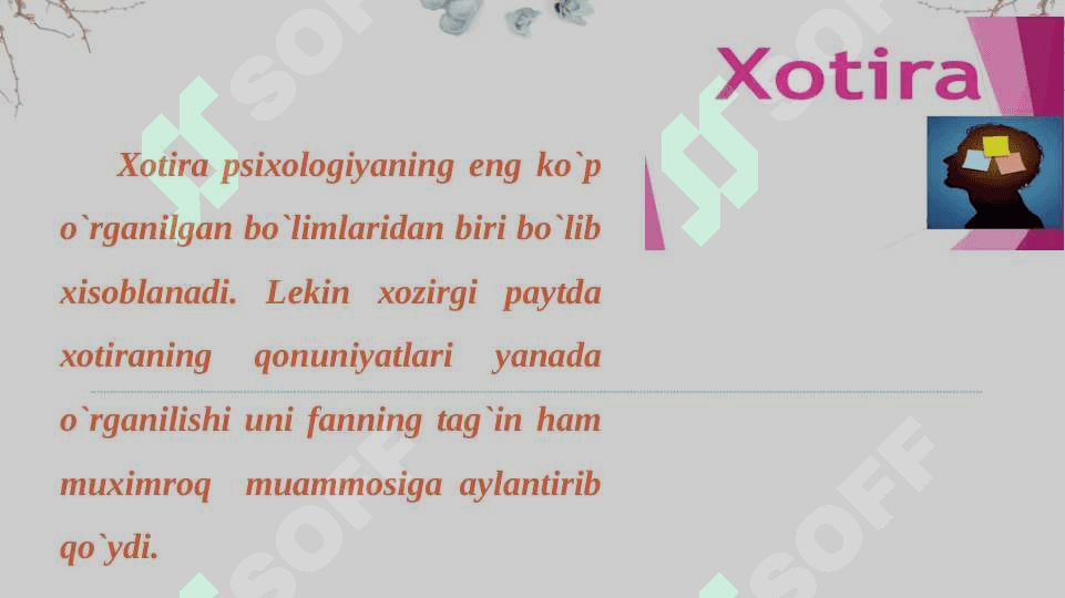 XOTIRA TURLARI VA UNING JARAYONLARI 5