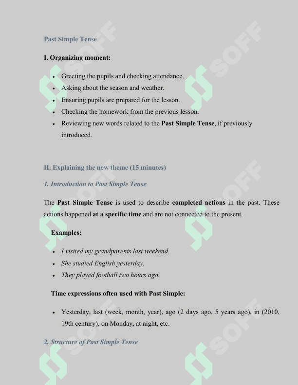 PAST SIMPLE TENSE DARS ISHLANMA 4