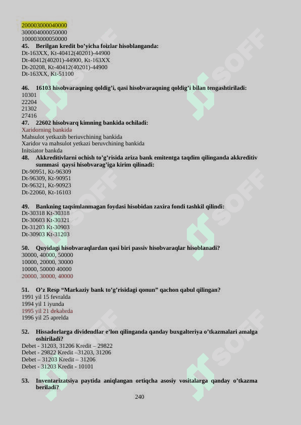 bank hisobidan test 6