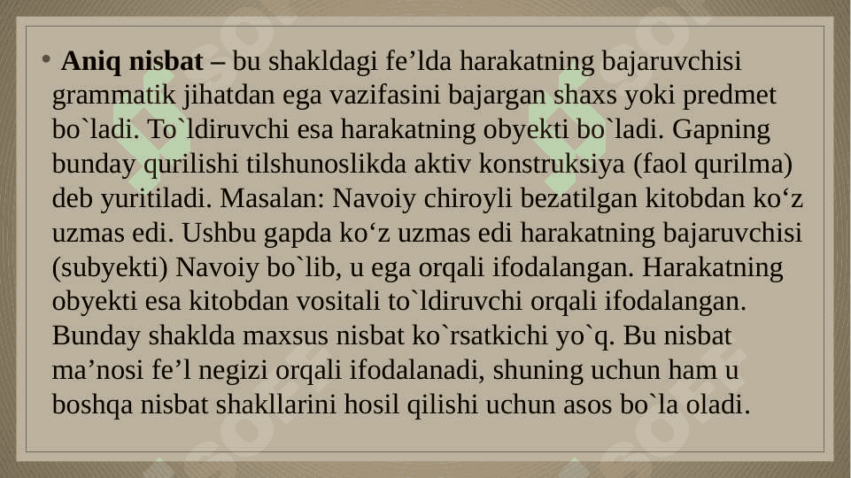 Fe’l nisbati va mayillari 7