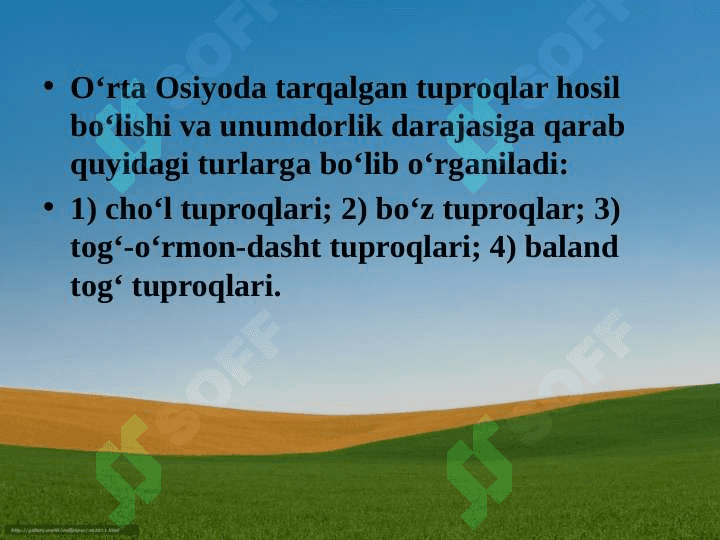 O‘RTA OSIYO TUPROQLARI 2