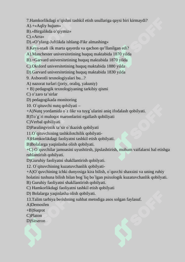 Pedagogika 400-test javoblari bilan 2