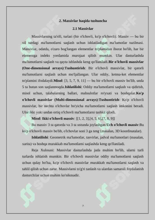 Massivlardan ma’lumotlar izlash algoritmlari 7