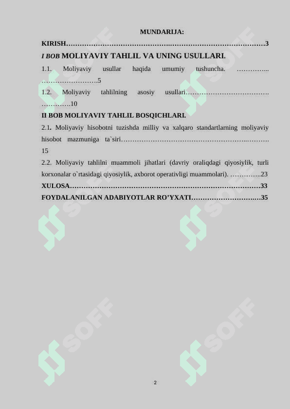 Moliyaviy tahlilda qo’llaniladigan usullar 2