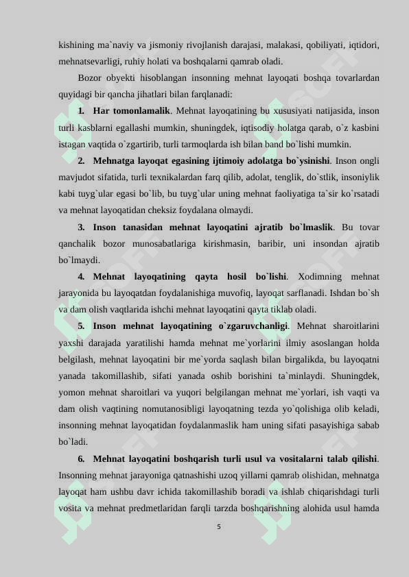 MUSTAQIL ISH 5
