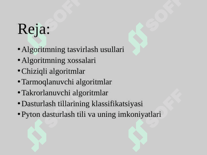 Algoritm, algoritmning berilish usullari, xossalari va turlari 2