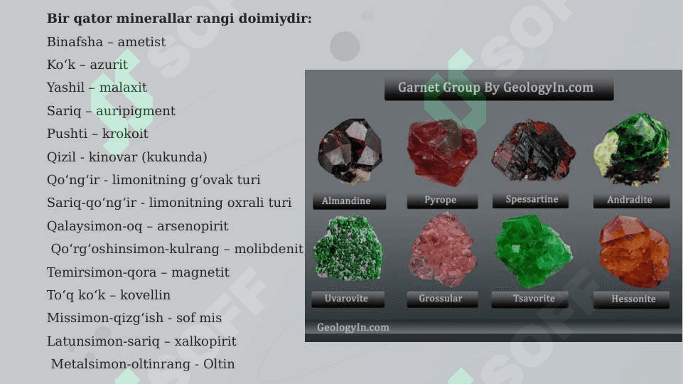 Minerallar ranglarining kelib chiqishiga 4