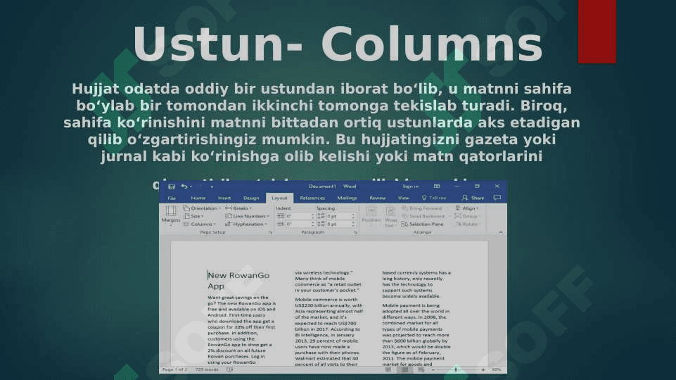 Matnni ustunlarga bo’lish 3