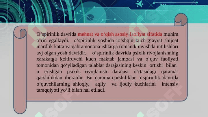 O'spirinlik davri 6