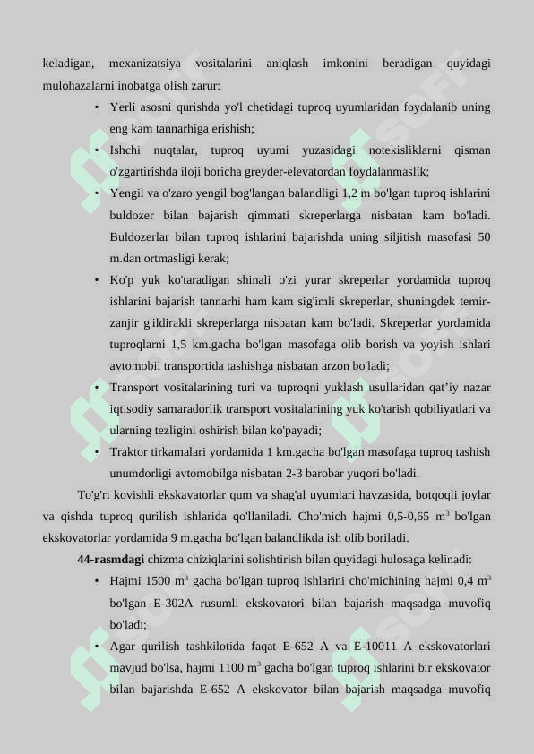 Yer ishlari. Yer ishlari hajmini aniqlash 5