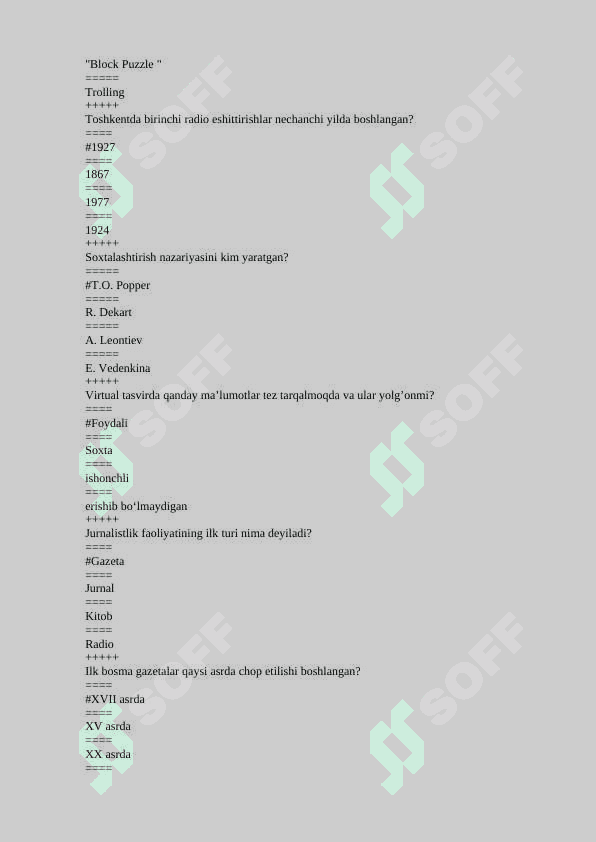 Mediasavodxonlik fanidan test. 200 talik. javoblari bilan 4