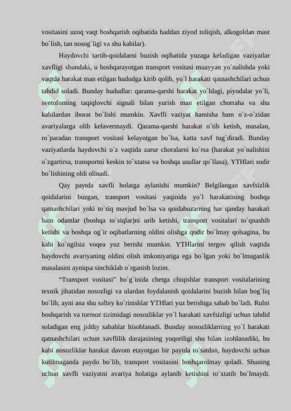Tushunchalar atamalar va yo'l harakati ishtirokchilarining vazifalari , yo'l belgilari ularni har hil yo'l sharoitlarida qo'llanilishi. 4