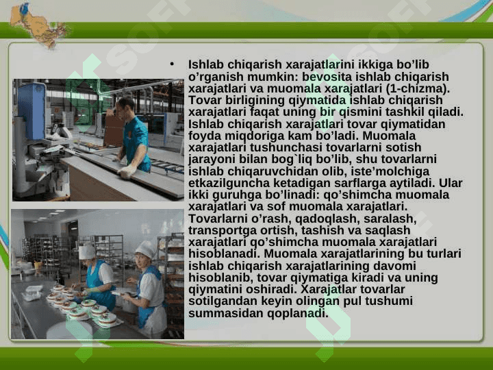 KORXONADA ISHLAB CHIQARISH XARAJATLARINI KAMAYTIIRISH IMKONIYATLARI VA YO'LLARI 3