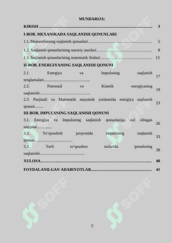 Mexanikada saqlanish qonunlari 2