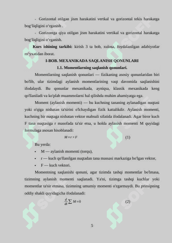Mexanikada saqlanish qonunlari 5