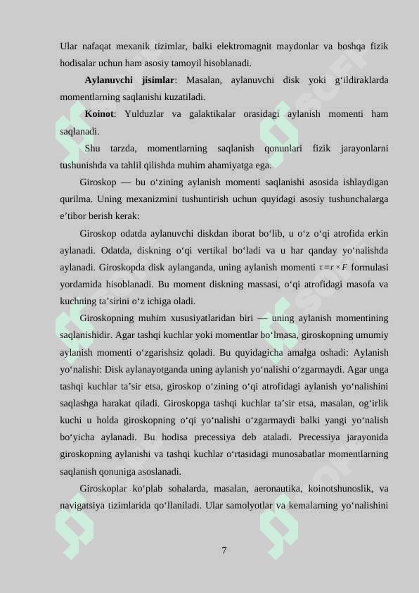 Mexanikada saqlanish qonunlari 7