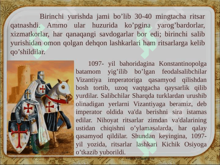 IX-XV asrlarda G'arbiy Yevropa. Salib yurishlari davri 4